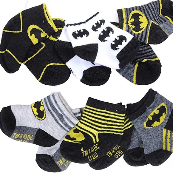 6 pack Batman Infant Baby Boy Socks NEW 0-6m - Picture 3 of 4